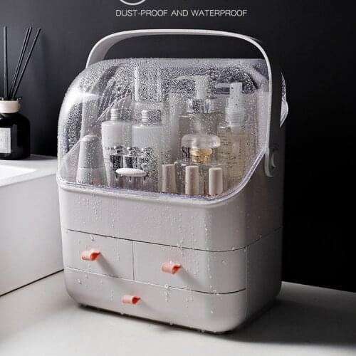 Fashion New Makeup Organizer Large Capacity Waterproof and Dustproof Bathroom Cosmetic Storage Box Desktop Beauty Storage Drawer