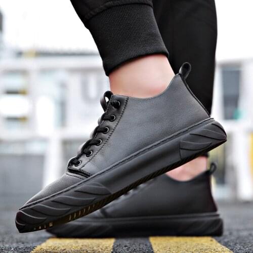 Men Genuine Leather Shoe Casual Vulcanized Shoes Black Sneaker Man High Quality Sneakers Men Sports Shoes for Male Zapatos
