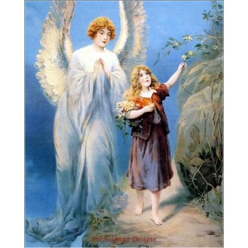Embroidery Counted Cross Stitch Kits Needlework - Crafts 14 ct DMC color DIY ART Handmade Decor - Guardian Angel Protects Child