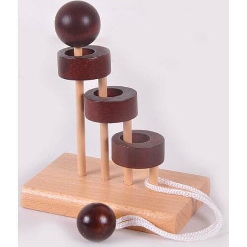 Desk Novelty Baguenaudier 3D Wooden Rope Loop Puzzle IQ Mind Brain teaser Game for Adults Kids