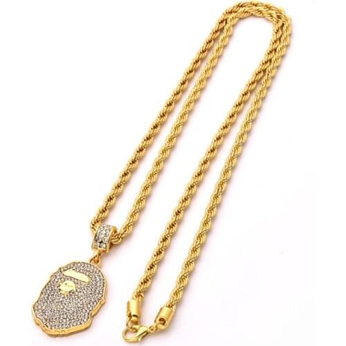 New AAA Cubic Zircon Ape Head Pendant Men Necklace High Quality Rock Chain Link Luxury Jewelry