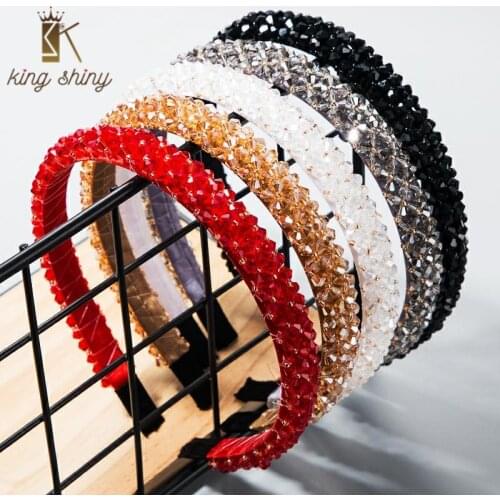 Luxury Colorful Crystal Thin Side Headband Hand Made Crystal Beaded Hair Band Woman Wendding Party Hair Accessories Tiara Crowns