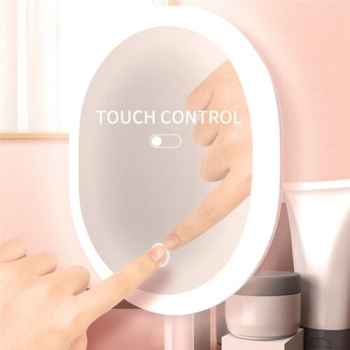 Oridinary/LED Makeup Mirror With Light Ladies Makeup Lamp With Storage Desktop Rotating Mirror Round Shape Cosmetic Mirrors