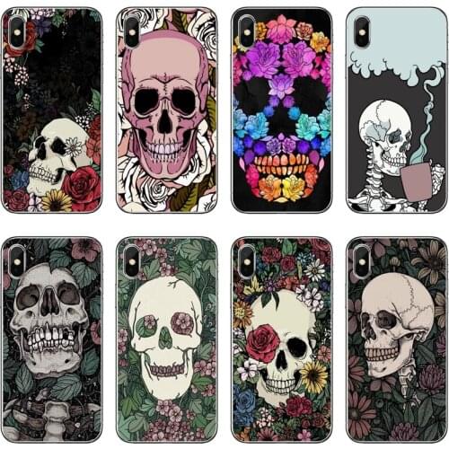 Flower Skull Transparent Phone Case For iPhone 12 11 Pro Max Mini XS Max XR X 8 7 Plus 6 6S Plus 5 5S SE 2020