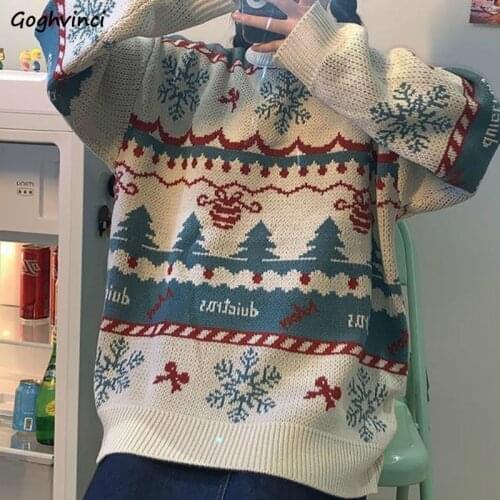Women Pullovers Winter Thick Womens Jumpers Sweater Print Christmas Vintage Kawaii Cozy Warm Knit New Arrival Daily Ins Chic 2XL