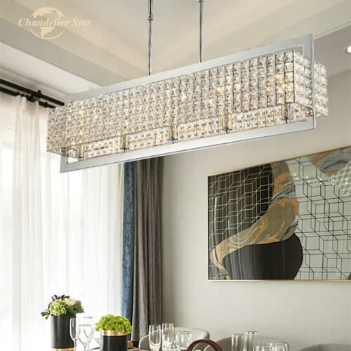 Postmodern Luxury Rectangle Crystal Chandeliers Lighting for Living Room Bedroom Restaurant Villa Hotel LED Metal Indoor Lamp