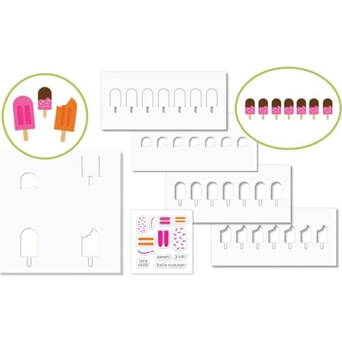 Rows of popsicles New Metal Cutting Dies & Stamps Scrapbook Dairy Decoration Stencil Embossing Template DIY Greeting Card