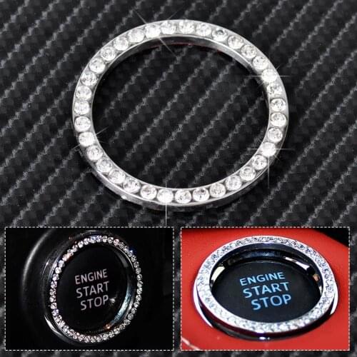 CITALL Silver Car Interior One-Key Engine Start Stop Ignition Push Button Decorative Diamante Ring for Mercedes BMW Benz Audi VW