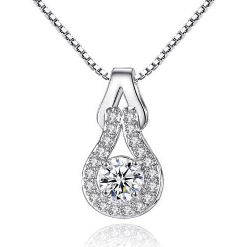 Silver Fashion Jewelry Cubic Zircon Crystal Gourd Pendant Necklace For Women Birthday Gift Accessories