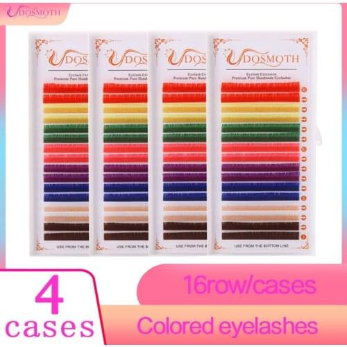 4cases Color False eyelash synthetic ,Natural lashes,individual eyelash extension Red White Brown purple lashs