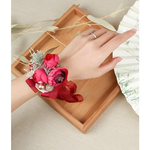 Wedding supplies bridal wrist flower red Chinese style