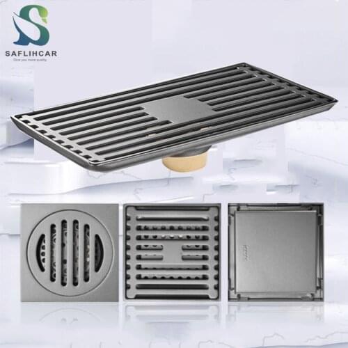 Gun Gray Floor Drain Stainless Steel 304 Bathroom Sewer Deodorizer Dedicated Washing Machine Linear Long Shower Drain