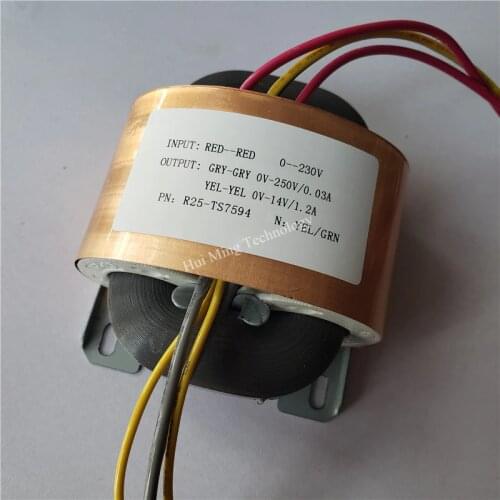 250V 0.03A 14V 1.2A Transformer R Core R25 custom transformer 230V 25VA with copper shield for power supply amplifier