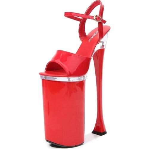 Mclubgirl High Heel Platform Shoes Nightclub Super High Heels 26cm Sandals Female Dwarf Catwalk Pole Dance Shoes LFD