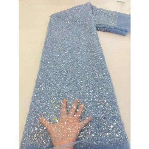 Latest african L-2686813 lace fabric high quality sequins lace Nigerian Tulle Lace for evening party