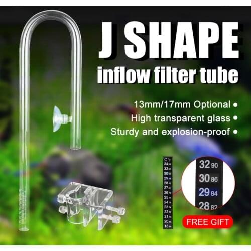 High Quality Aquarium Water Pipe 13mm 17mm Lily Pipe Inflow Glass Tube with 2pcs Suckers Acrylic Clip for 16mm/22mm Tubing