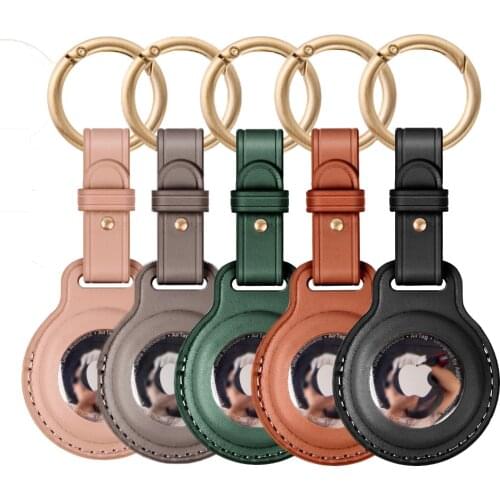 For AirTags Genuine Leather protective High-end cover For Air tag anti-lost device For apple shell with keychain Anti-shock/drop