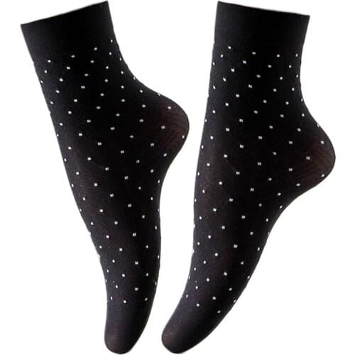 Polka Dot Women Socks Summer Short Ankle Socks 2020 New Fashion Transparent Slik Nylon Socks Black Khaki Calcetines Mujer