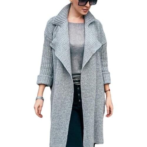 Womens Autumn And Winter Cardigan Coat Fashion Medium Length Knitted Sweater Windbreaker Jacket Women Outwear