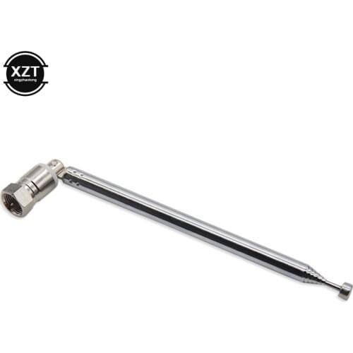 1PCS F Type Radio TV Antenna 6 Section Telescopic Aerial Replacement Connector For TV AM FM Radio Cable Extend 55cm