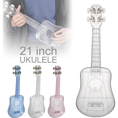 21 Inch Soprano Ukulele Integral Unibody Lightweight Candy Colored Transparent PC Material 4 Strings Guitar