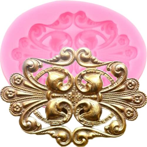 3D Craft Scroll Relief Medallion Silicone Mold Frame Cake Border Fondant Cake Decorating Tools Resin Clay Candy Chocolate Moulds