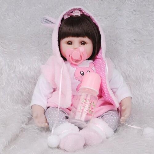 48CM Bebe Doll Reborn Baby Doll Handmade soft Silicone Adorable Doll Toddler Bonecas Girl Kid Toy Childrens Day Xmas Gifts