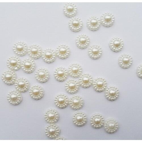 50pcs/lot (8*8MM)Good quality fashion Semicircle ball shape white sunflower pearl beads