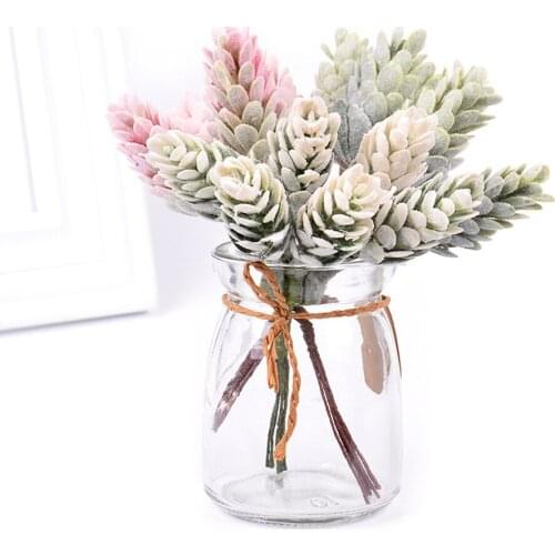6 Pcs/Bundle Pine Cones Bouquet For Home Decoration Accessories Christmas Garland Material Scrapbooking Wedding Artificial Plant