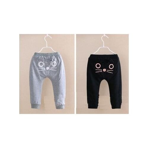 LOONGBOB 2020 Baby Boys Girls Pants Toddler Cartoon Cat Trousers Infant Kids Boy Girl Harem Pants Children Soft Cotton Clothes