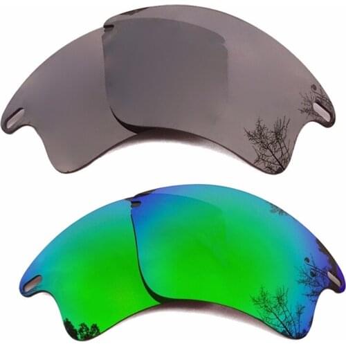 Black & Green Mirrored Polarized Replacement Lenses for Fast Jacket XL Frame 100% UVA & UVB
