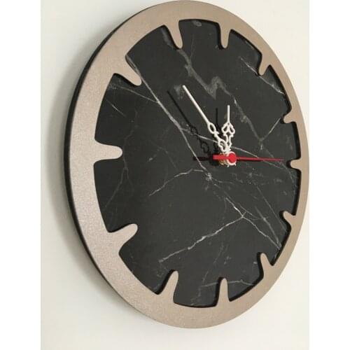 North Designed Bendir Silver Bar Decorative Wall Clock 30 Cm
