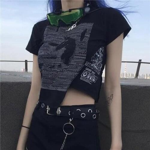 Graphic t shirts Pegasus Classic goth Sexy Female Loose Femal T-shirt Y2k Print High Street Clothing Harajuku Clothes crop top
