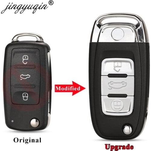 Jingyuqin Modified Flip Key Case For VW Volkswagen Golf 6 Mk6 Tiguan Polo Passat CC SEAT Skoda Octavia 3Button Car Key Shell Fob