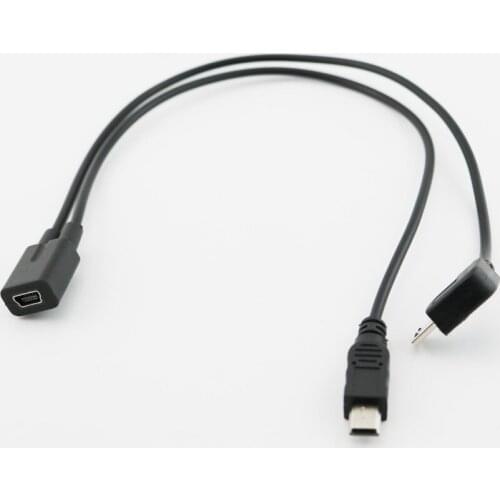 10pcs Mini USB 2.0 Female Jack To Mini USB Male Plug + Micro USB Male 90 Degree Right Angle Charger Adapter Cable 30cm