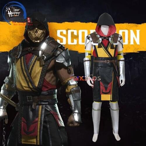 Game Mortal Kombat 11 Full Scorpion Man Hanzo Hasashi Cosplay Halloween Costume Adult Custom Made Anime Movie