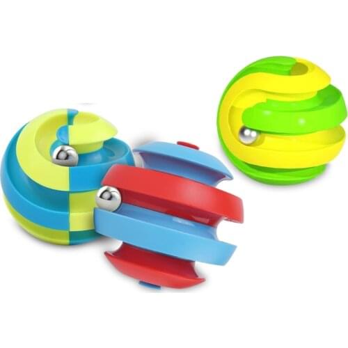 Adults Kids Colorful Hand Rotary Fidget Roller Stress Relief Cube Gyro with Bead Novelty Sensory Toy Anti Stress
