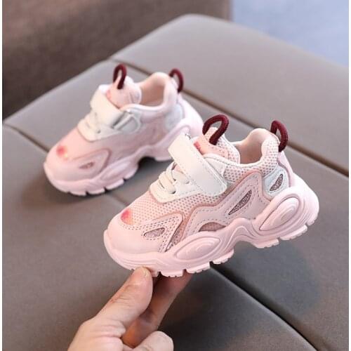 2021 Spring New Child Shoes Kids Mesh Patchwork Thick Sneakers Boys Girls Non-slip Casual Shoes Comfortable Walk Run Size 21-30