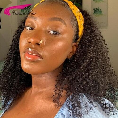 Kinky Curly Headband Glueless 150Density Wigs For Black Women Human Hair Wigs Brazilian Cheap Half Wigs for Women With Headband