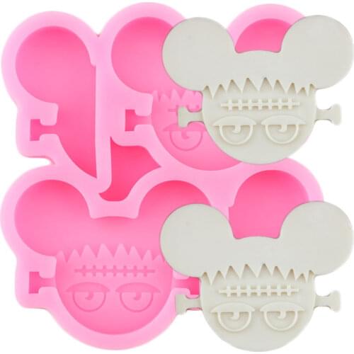 Mouse Head Silicone Straw Topper Mold Cake Decorating Tools Glasses Girl Candy Chocolate Fondant Mold Keychain Epoxy Resin Mould