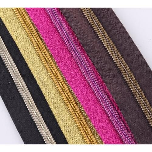 No 5# Colorful Zipper Tape 5meters Leather Zipper Head Nylon Tape Zip Coil Zippers Tailor DIY Universal Zipper Replacement Kit