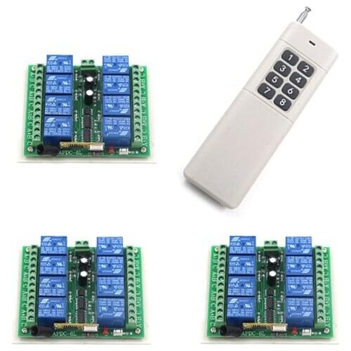 New Arrival Long Distance DC24V 8CH RF Wireless Remote Control Transmitter with Big Button +3pcs Receiver 315/ 433.92MHZ