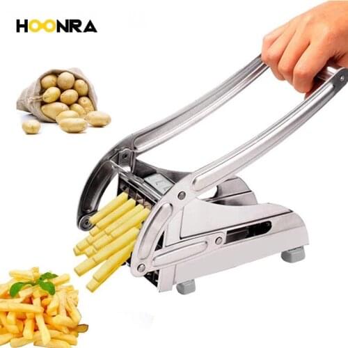 HOONRA 2 Blades Stainless steel French Fries Cutter Potato Chip Cutter Machine Potao Slicer Chopper Potato Cutter Peeler