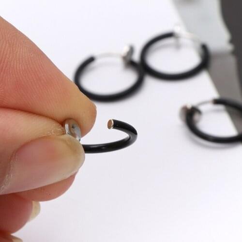 R58E 4Pcs Clip on Fake Earrings Hoop Non-pierced Nose Rings Lip Ear Clip Body Jewelry