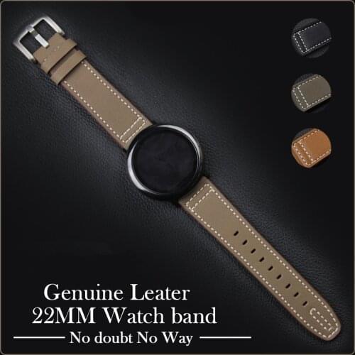 AKGLEADER Genuine Leather Watch Band For Samsung Galaxy Watch 46mm Gear S3 Wrist Strap Quick Release Bracelet For Huawei GT