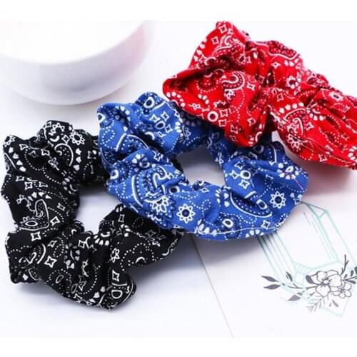 Women Vintage Hair Accessories summer Fashion Cashew Flowers Scrunchie Girls Ponytail Elastic Hair Rubber Bands