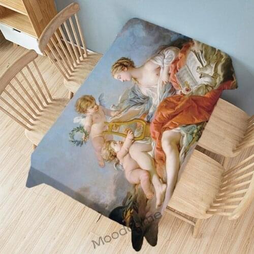 Rococo Royal Court Style Francois Boucher Greek Myth Venus Angel Large Wall Art Painting Waterproof Table Cloth Linen Tablecloth