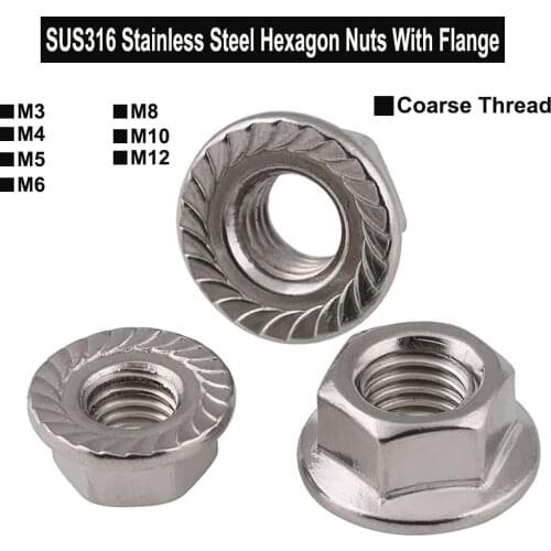 SUS316 Hexagon Nuts With Flange M3 M4 M5 M6 M8 M10 M12