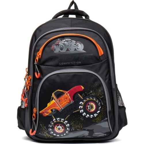 Boys School Bags Nylon Waterproof Orthopedic Backpacks Children School Book Bags Cartoon Motorcycle Race Car Kids Satchel