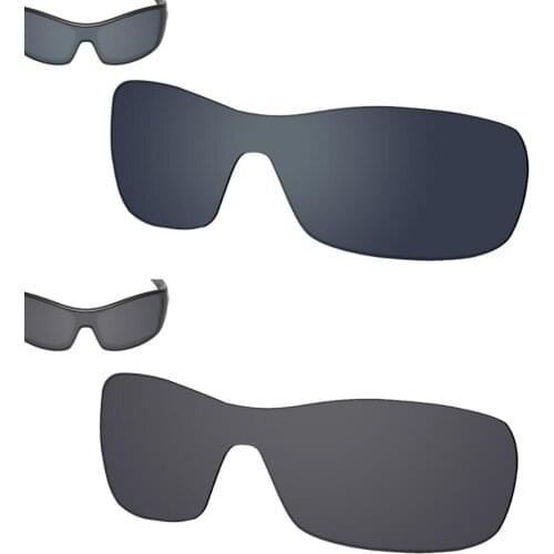 SmartVLT 2 Pieces Polarized Sunglasses Replacement Lenses for Oakley Antix -Black Shield and Solid Black